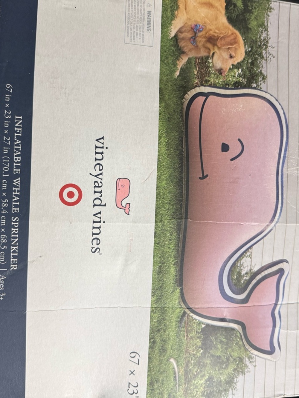 Vineyard Vines Pink Whale Sprinkler with Navy Outline